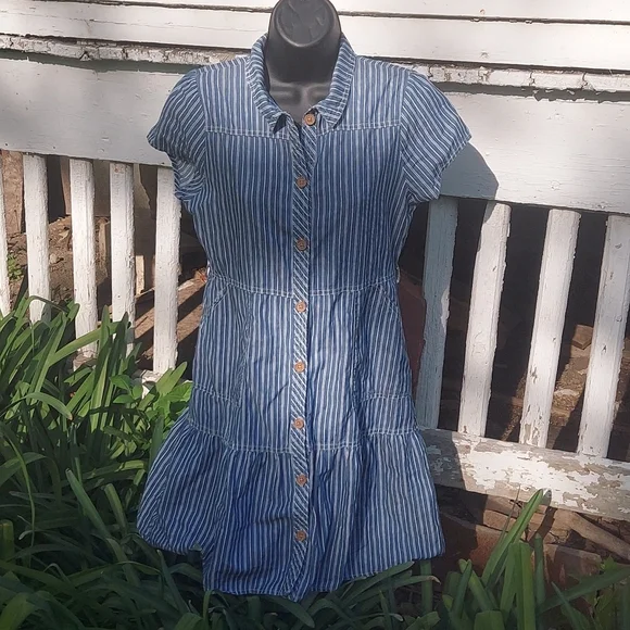 Wonder Nation Pinstriped 3 Tierd Button up Th Front - Picture 1 of 5